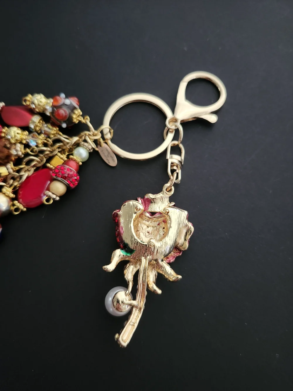 Rose Purse Charm or Accessory Howlite Handcrafted